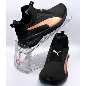 Puma Rebel Women's Speckle Black Rose Gold Slip On Soft Foam Sneakers